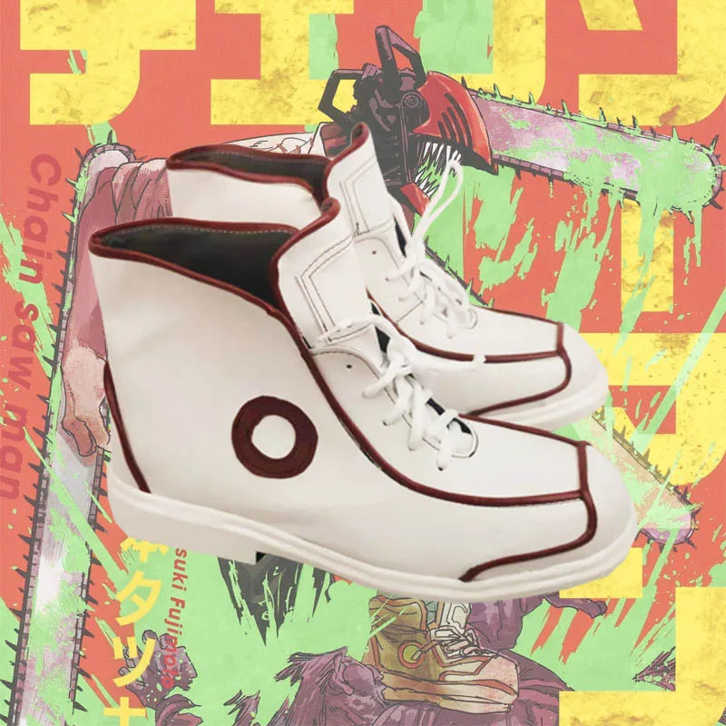 Chainsaw Man Denji Cosplay Shoes – Red-Trimmed High-Top Boots (Unisex)