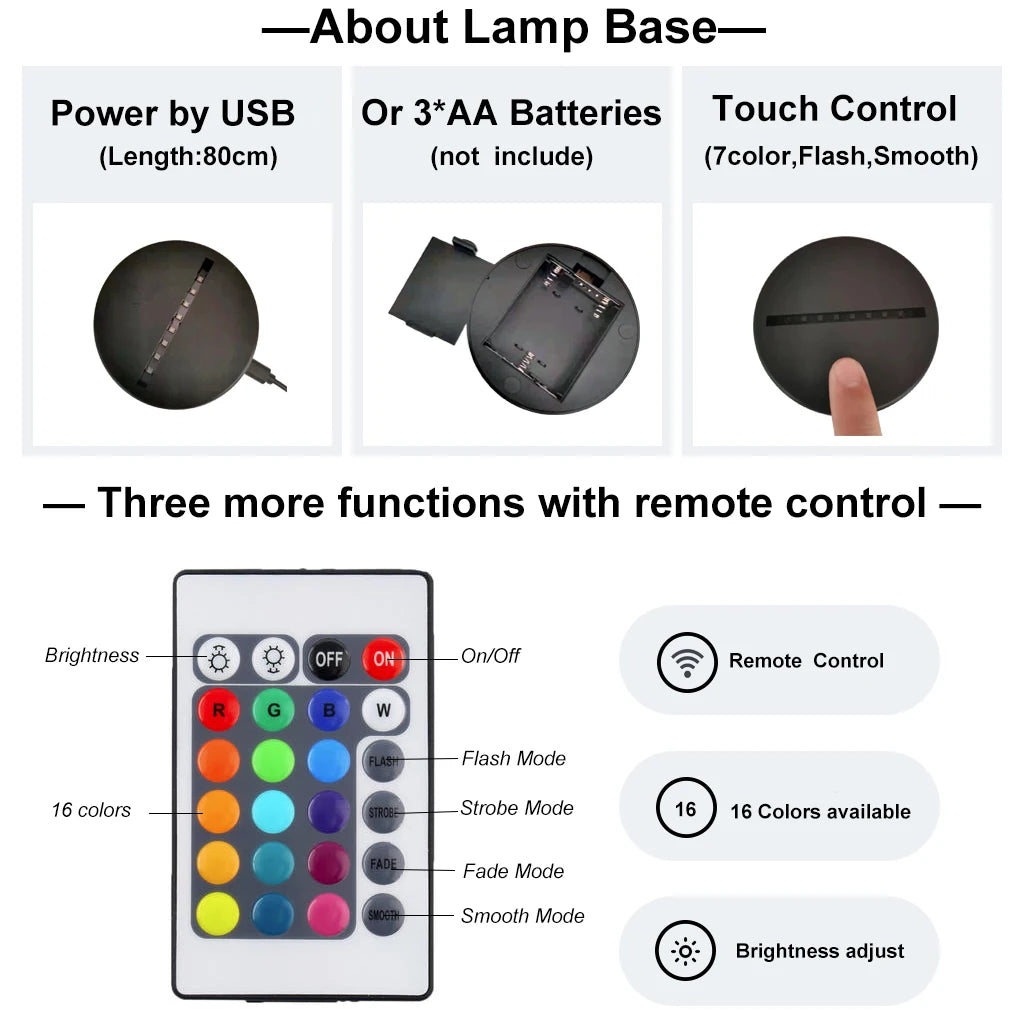 Demon Slayer LED Night Light Collection – 16-Color Anime Acrylic Lamps (37 Variants)