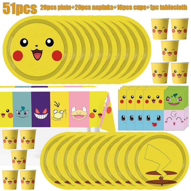 Pokémon Birthday Party Mega Set – 100+ Piece Complete Decoration & Tableware Bundle