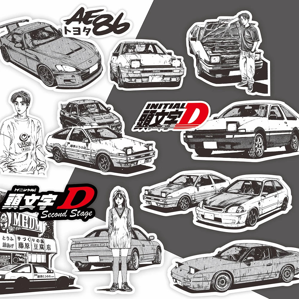 Initial D AE86 Manga-Style Car Stickers