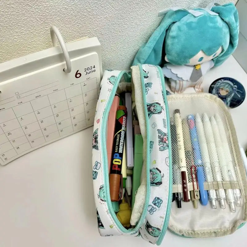 Hatsune Miku Multi-Pocket Anime Themed Pencil Case - Tokyowai