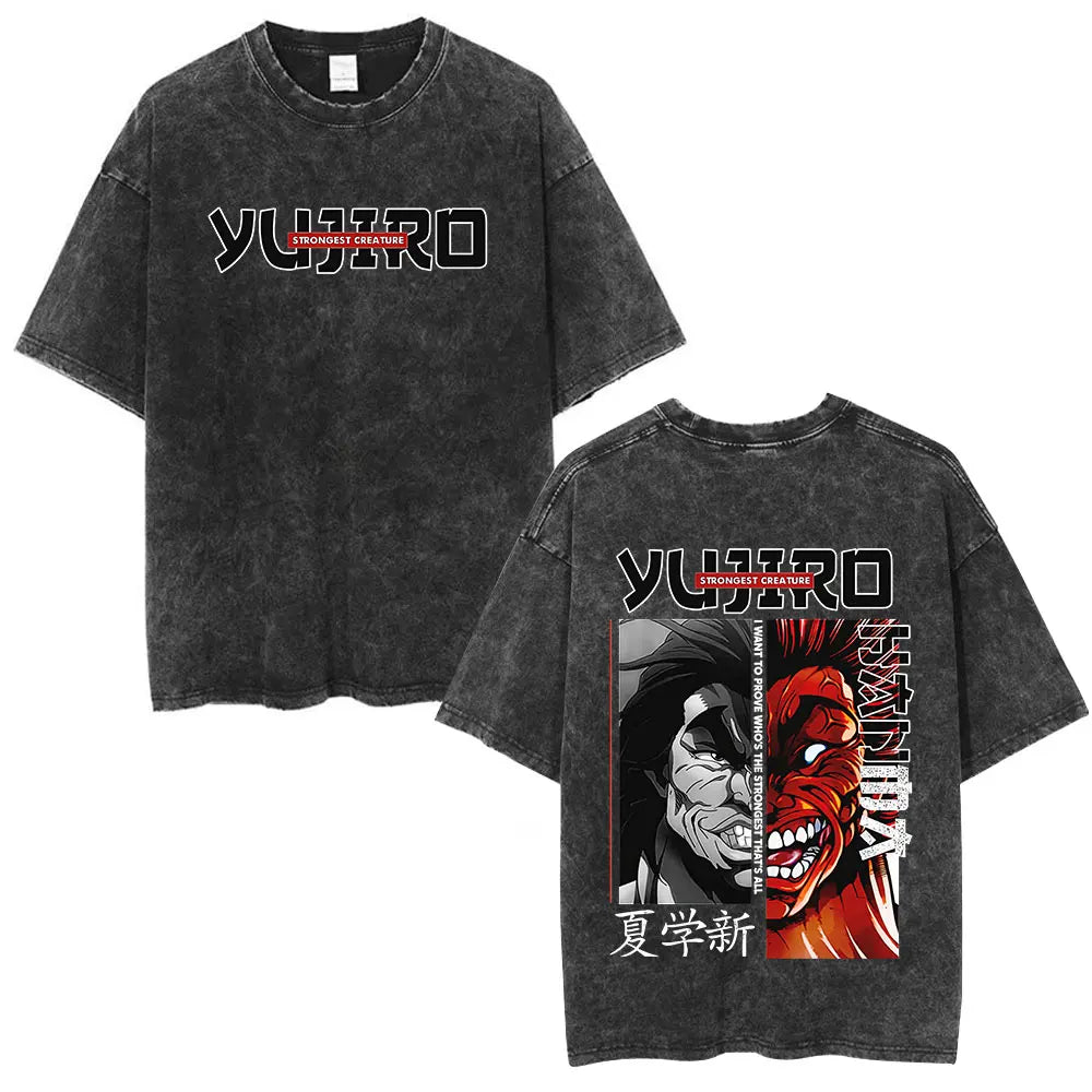 Vintage Washed T Shirt Baki The Grappler T-shirt