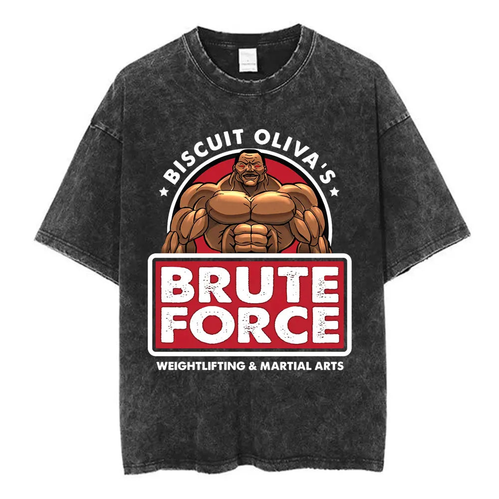Vintage Washed T Shirt Baki The Grappler T-shirt