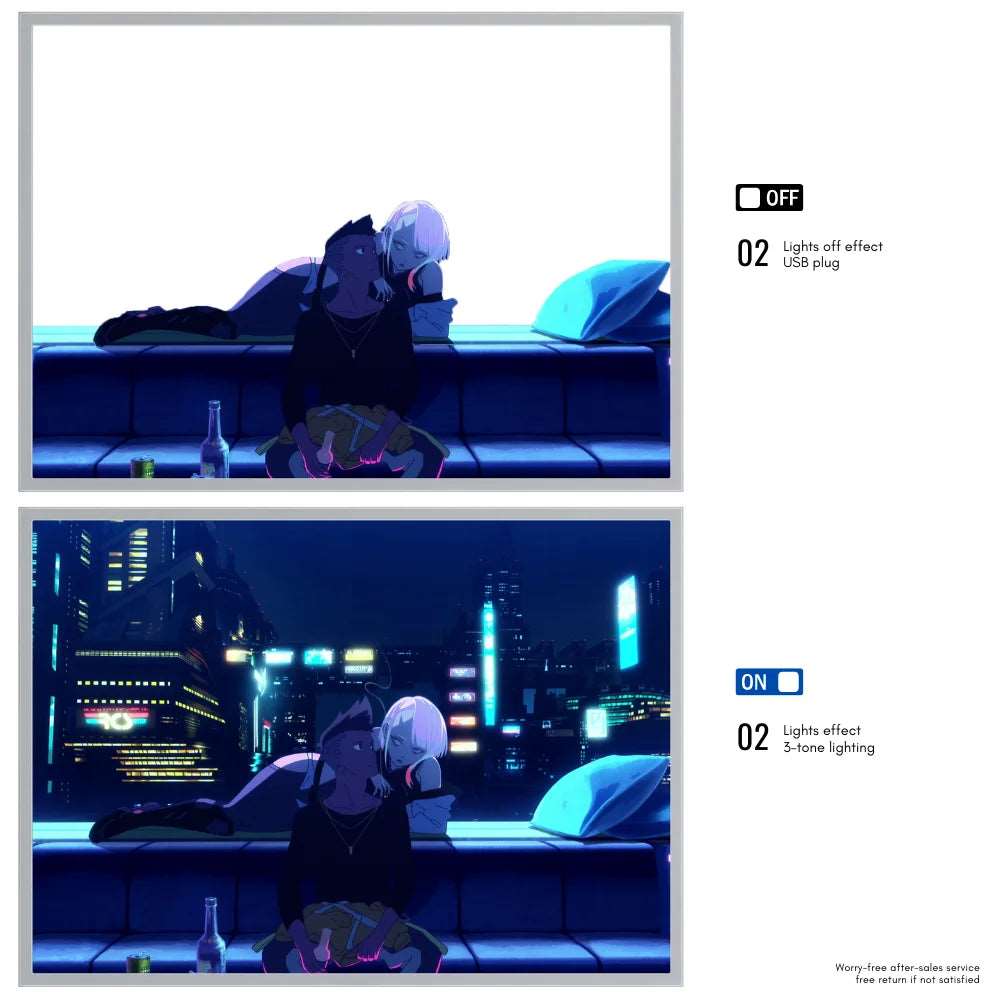 Cyberpunk Edgerunners LED Art Frames – Immersive Backlit Decor with Customizable Lighting - Tokyowai