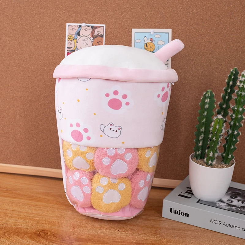 Pudding Boba Tea Plush Pillow Bag
