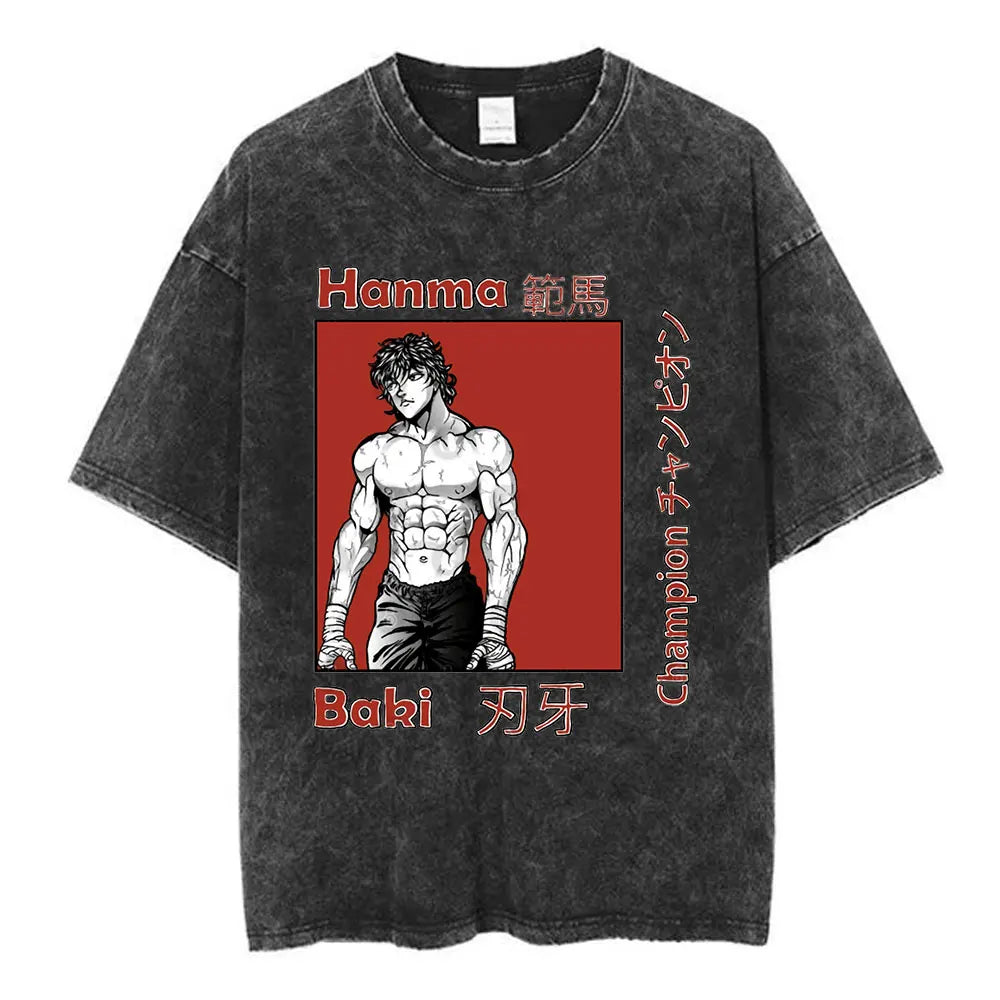Vintage Washed T Shirt Baki The Grappler T-shirt