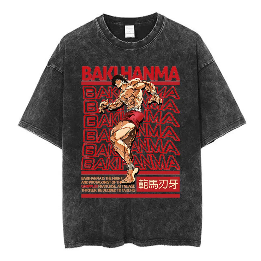 Vintage Washed T Shirt Baki The Grappler T-shirt