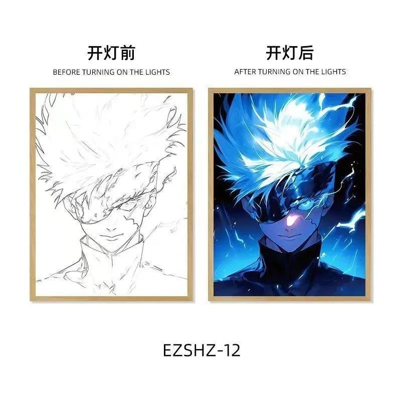 Jujutsu Kaisen LED Light Art Frame - Transforming Glow-in-the-Dark Art Piece - Tokyowai
