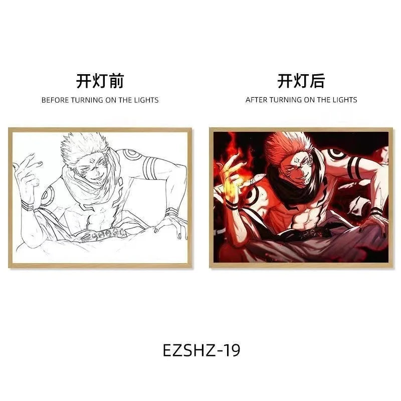 Jujutsu Kaisen LED Light Art Frame - Transforming Glow-in-the-Dark Art Piece - Tokyowai