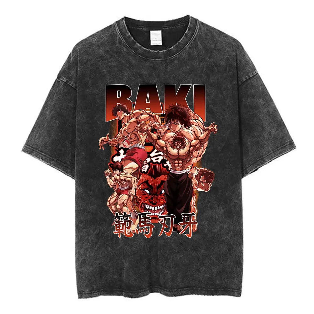 Vintage Washed T Shirt Baki The Grappler T-shirt