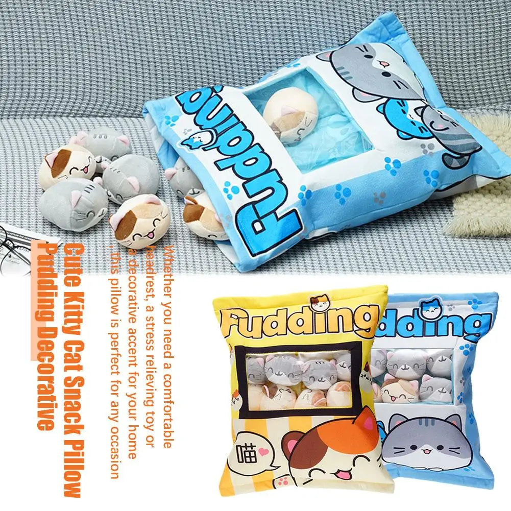 Pudding Plush Pillow Set with Cat Plushies - Tokyowai