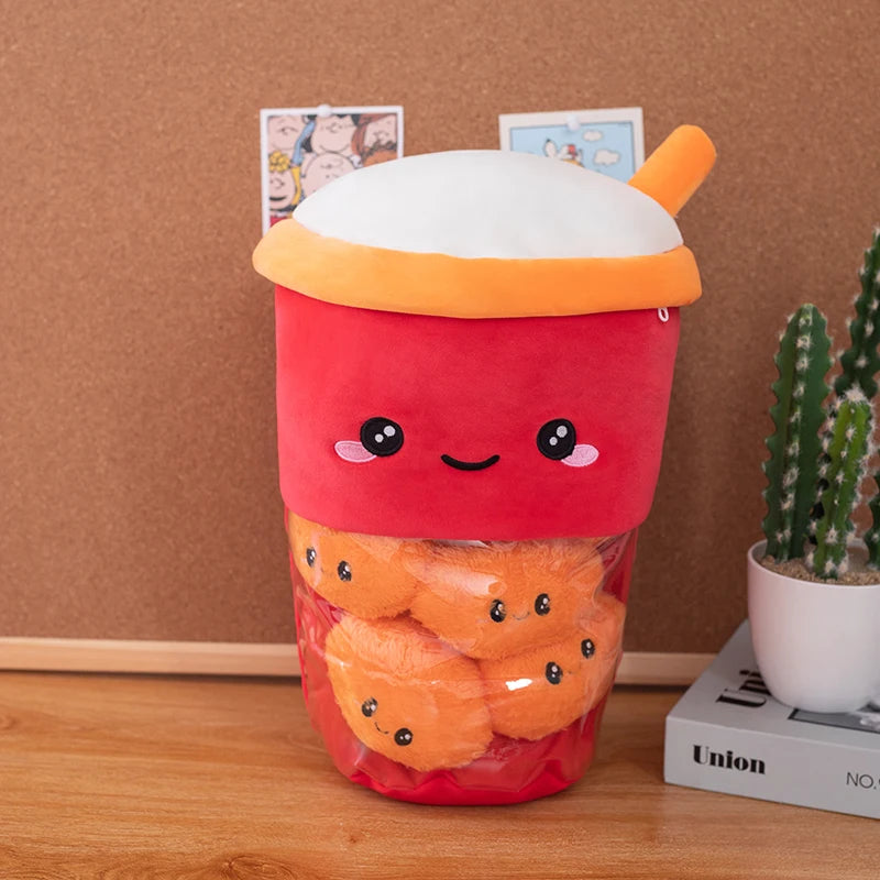 Pudding Boba Tea Plush Pillow Bag