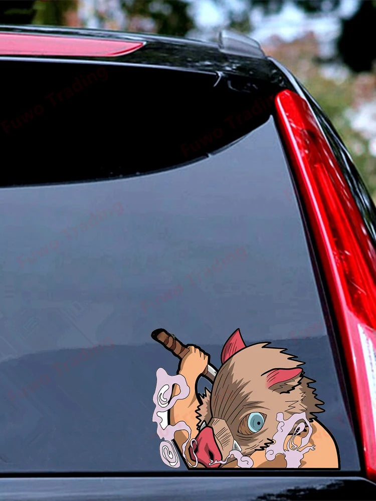 Demon Slayer Inosuke Boar Head Stickers – Unique Anime Car Accessories