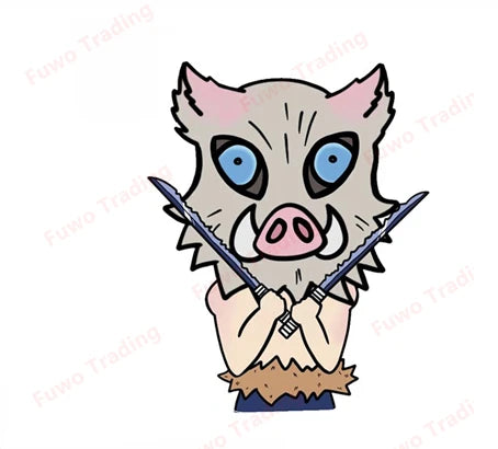 Demon Slayer Inosuke Boar Head Stickers – Unique Anime Car Accessories