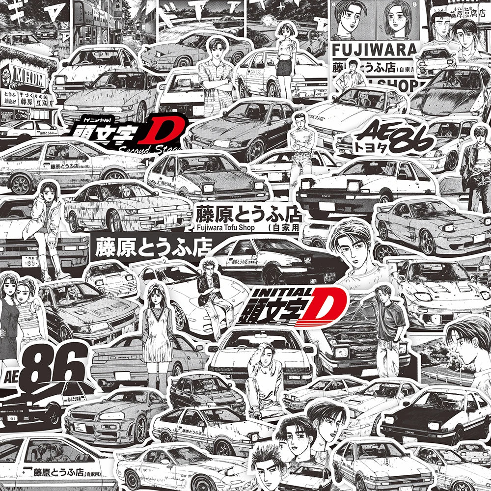 Initial D AE86 Manga-Style Car Stickers