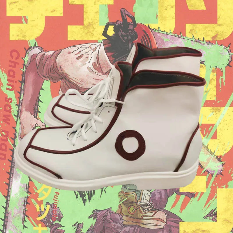 Chainsaw Man Denji Cosplay Shoes – Red-Trimmed High-Top Boots (Unisex)