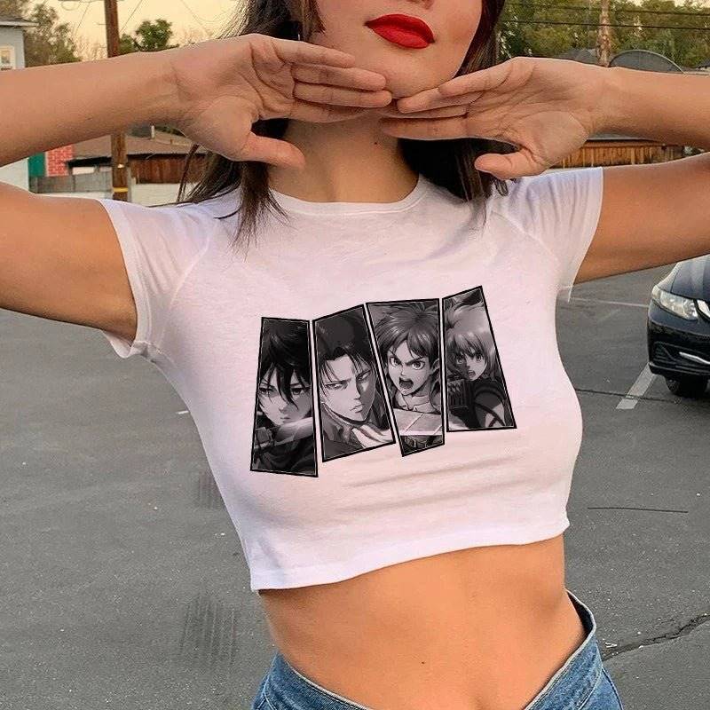 Attack on Titan Crop Top T-Shirt Women - Tokyowai