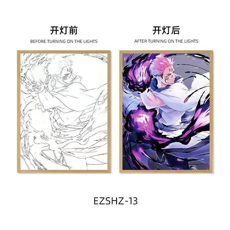 Jujutsu Kaisen LED Light Art Frame - Transforming Glow-in-the-Dark Art Piece - Tokyowai