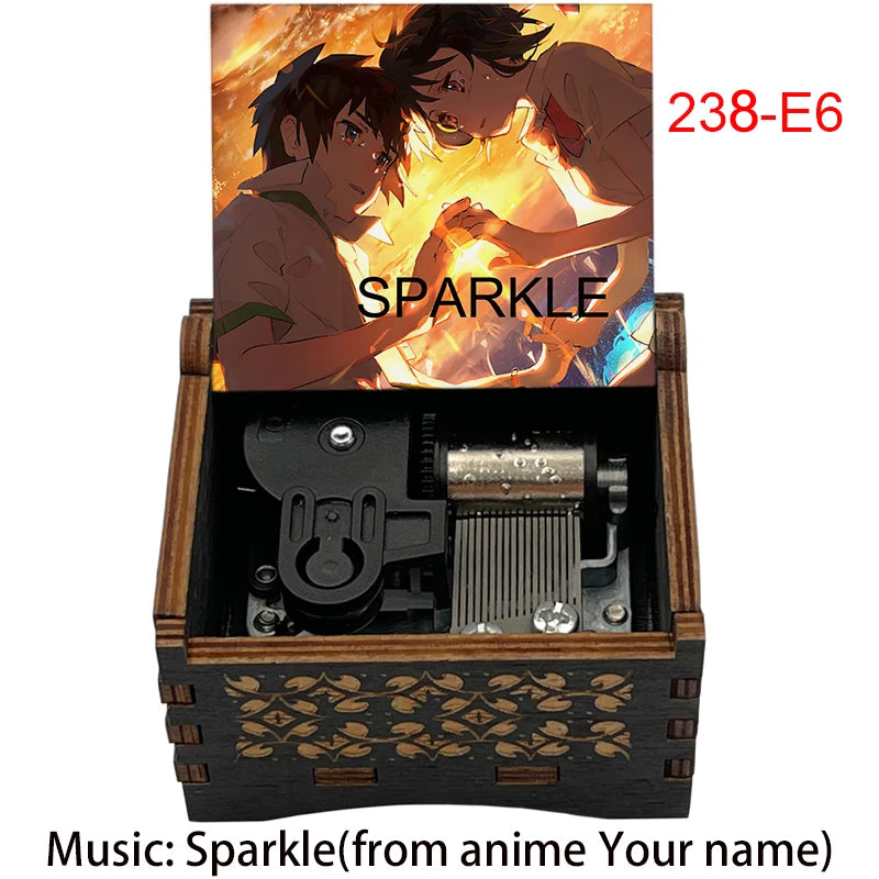 Your Name “Sparkle” Wooden Music Box – Hand-Cranked Collectible