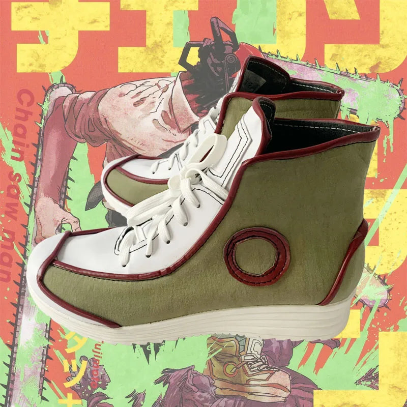Chainsaw Man Denji Cosplay Shoes – Red-Trimmed High-Top Boots (Unisex)