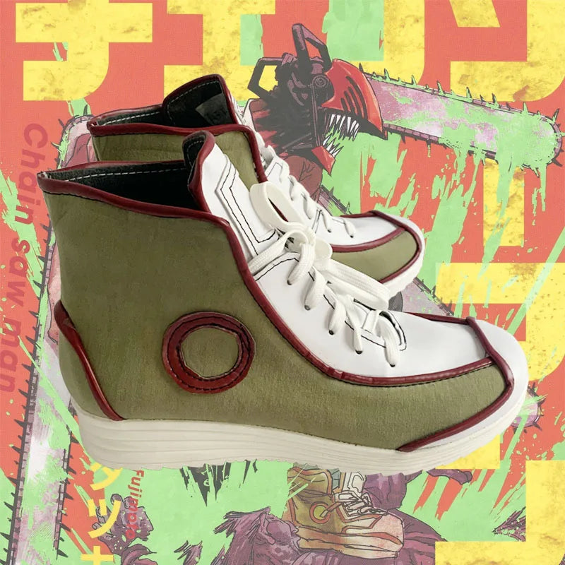 Chainsaw Man Denji Cosplay Shoes – Red-Trimmed High-Top Boots (Unisex)