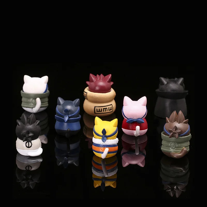 Naruto Cat Figures – 3cm Mini Ninja Cat Collectible Set (8 Pieces)