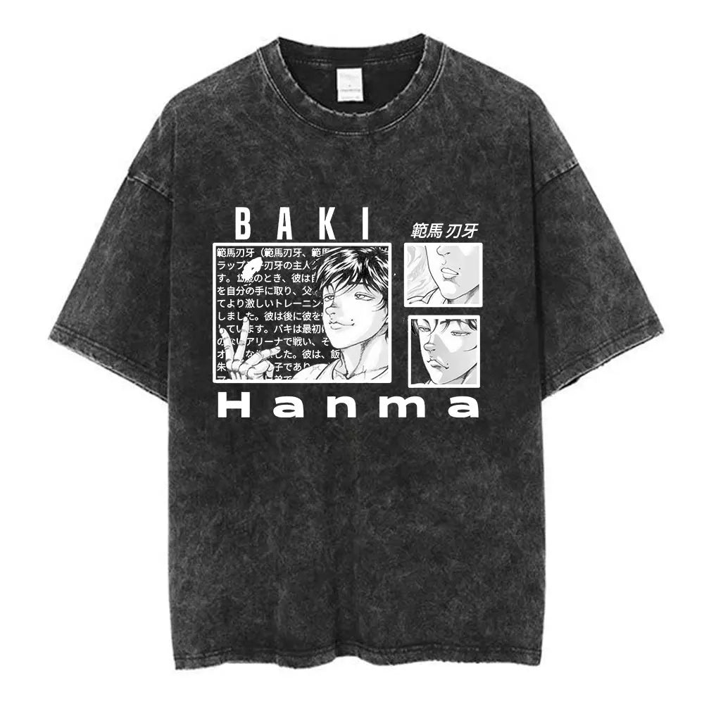 Vintage Washed T Shirt Baki The Grappler T-shirt