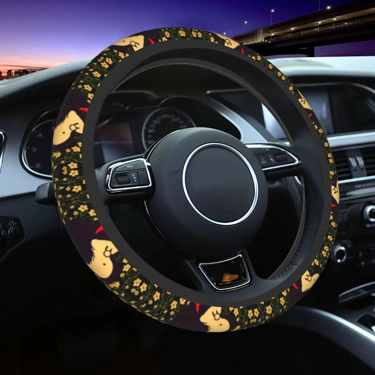 Mafalda Manga-Inspired Plaid Steering Wheel Cover