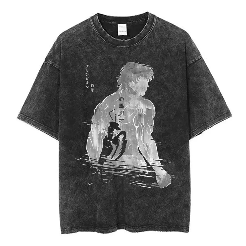 Vintage Washed T Shirt Baki The Grappler T-shirt