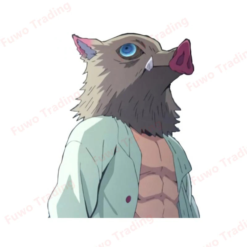 Demon Slayer Inosuke Boar Head Stickers – Unique Anime Car Accessories