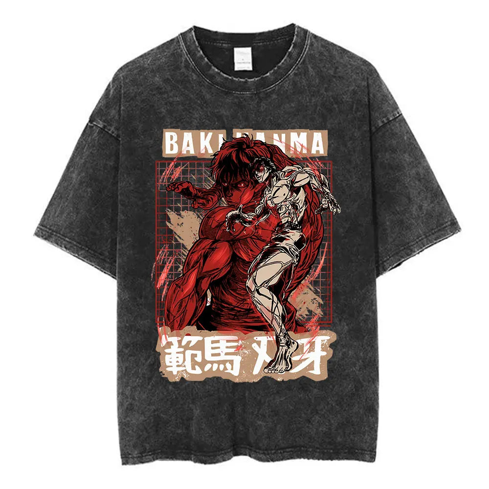 Vintage Washed T Shirt Baki The Grappler T-shirt