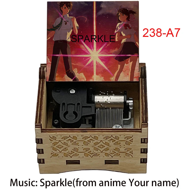 Your Name “Sparkle” Wooden Music Box – Hand-Cranked Collectible