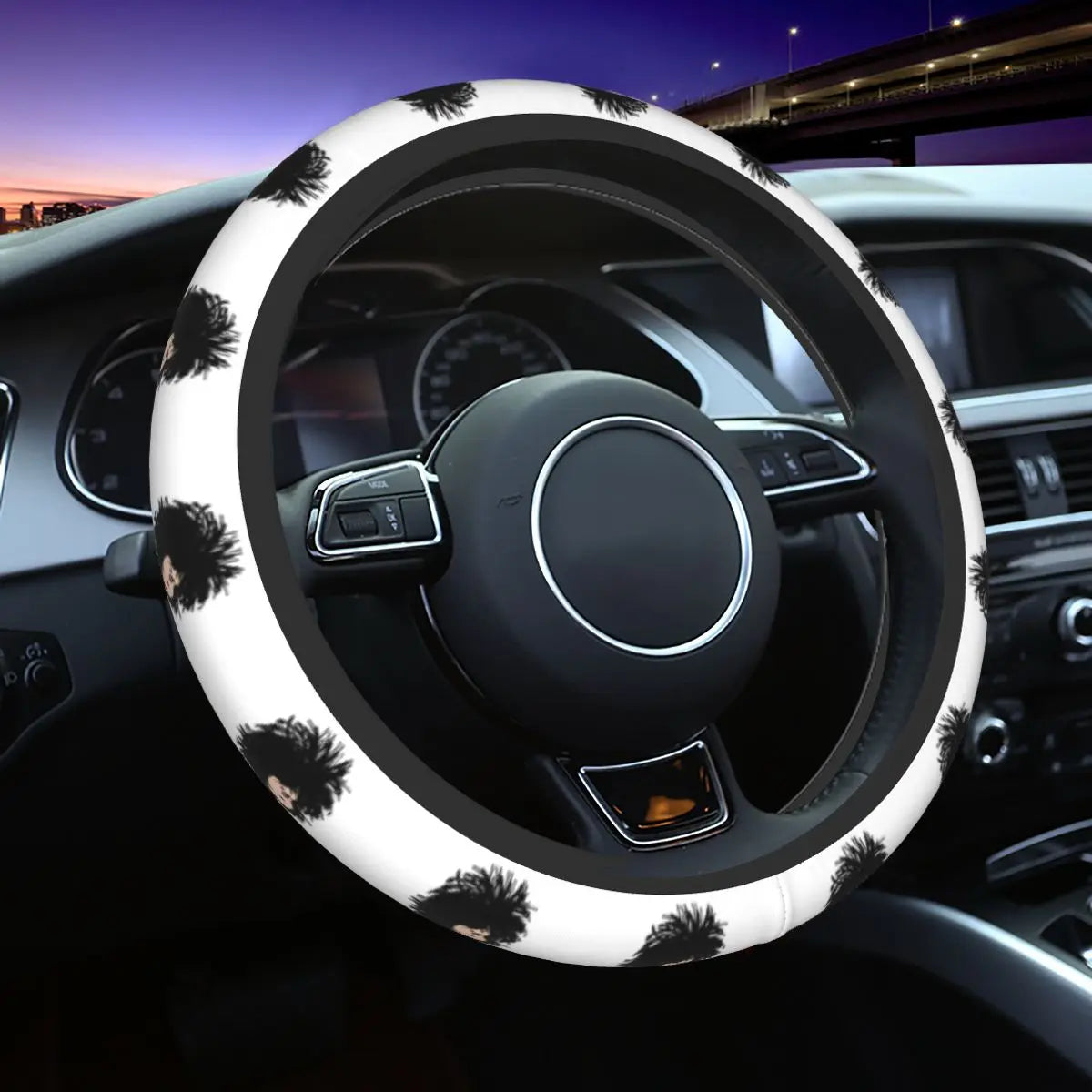 Mafalda Manga-Inspired Plaid Steering Wheel Cover