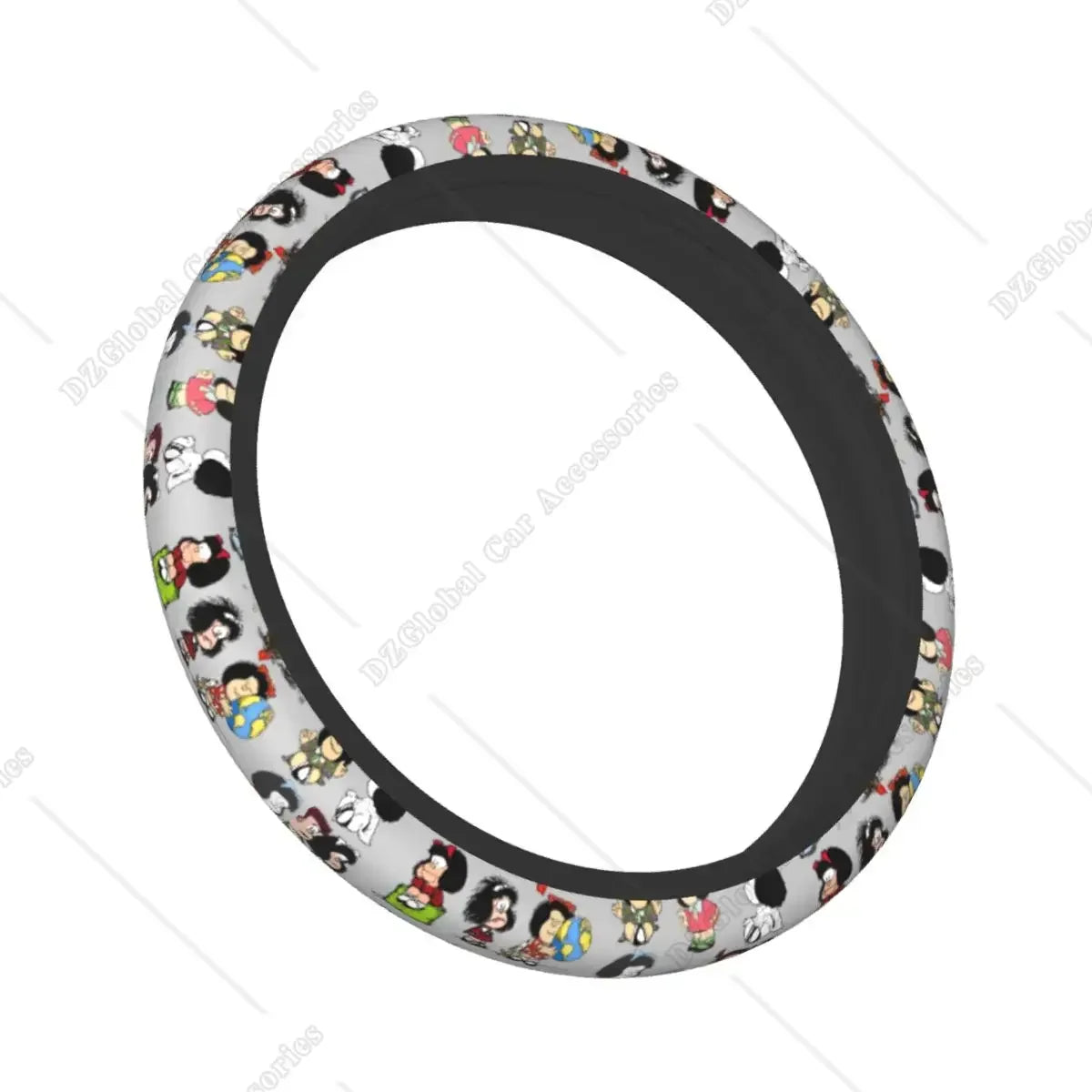 Mafalda Manga-Inspired Plaid Steering Wheel Cover