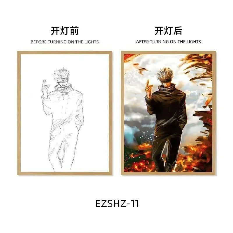 Jujutsu Kaisen LED Light Art Frame - Transforming Glow-in-the-Dark Art Piece - Tokyowai