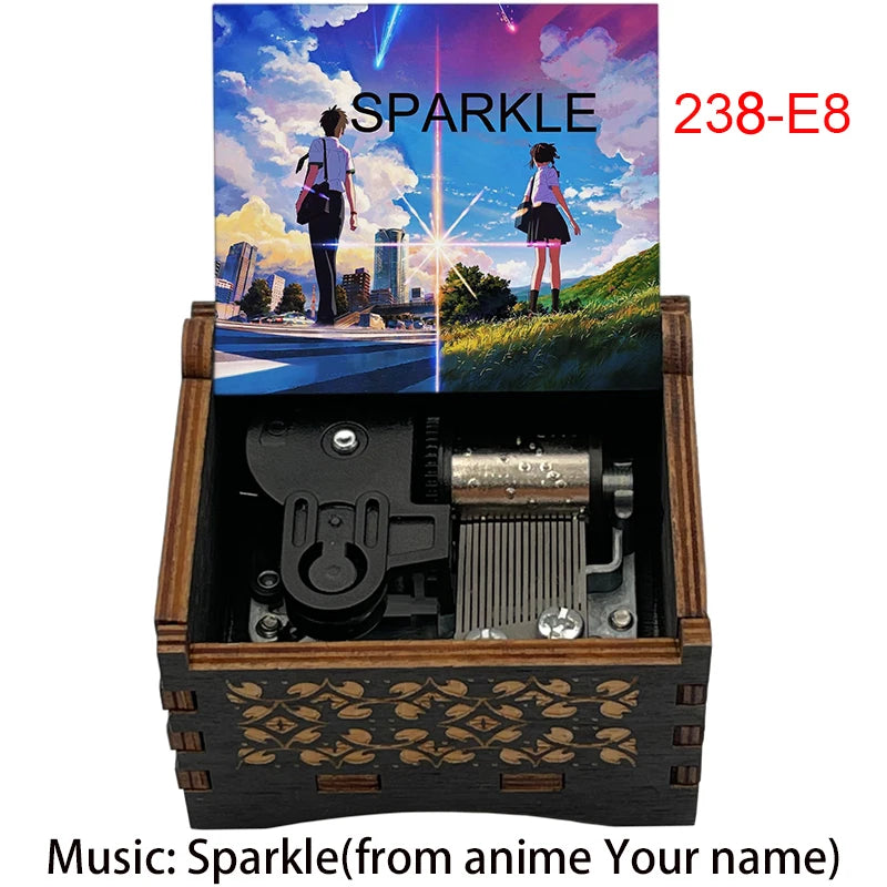 Your Name “Sparkle” Wooden Music Box – Hand-Cranked Collectible