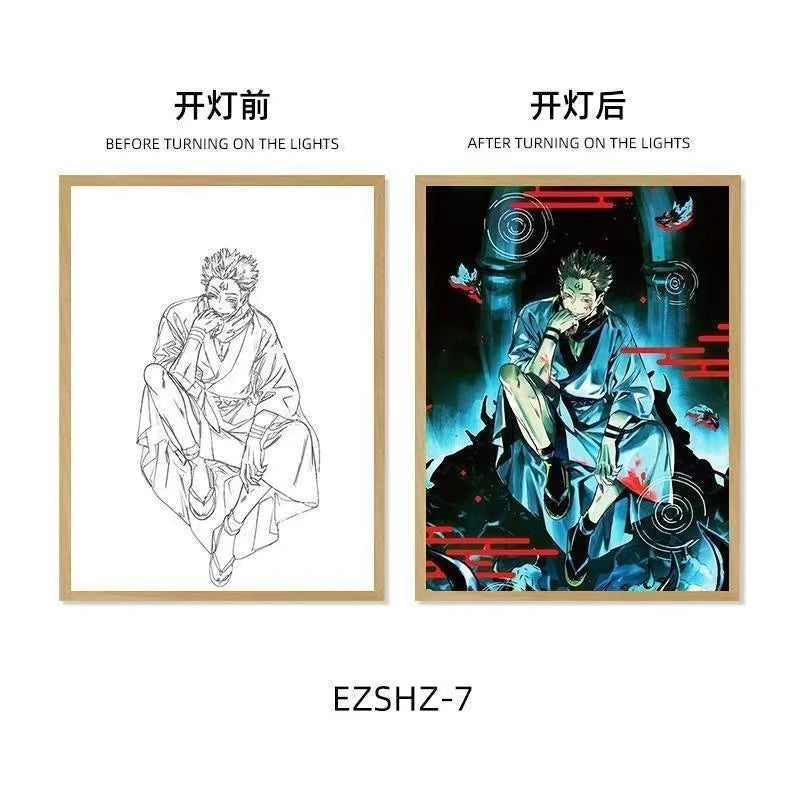 Jujutsu Kaisen LED Light Art Frame - Transforming Glow-in-the-Dark Art Piece - Tokyowai
