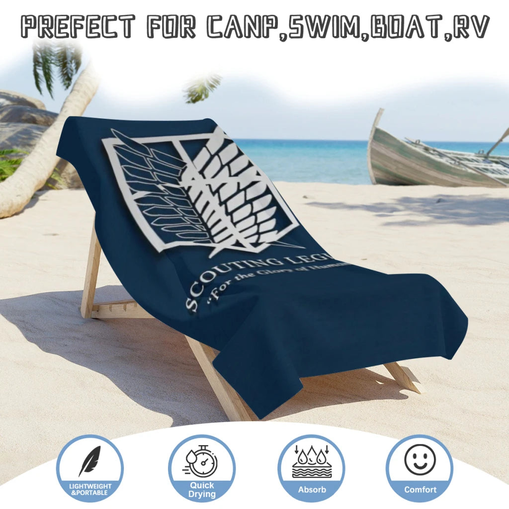 Attack on Titan Microfiber Beach Towel – Quick Dry and Sandproof