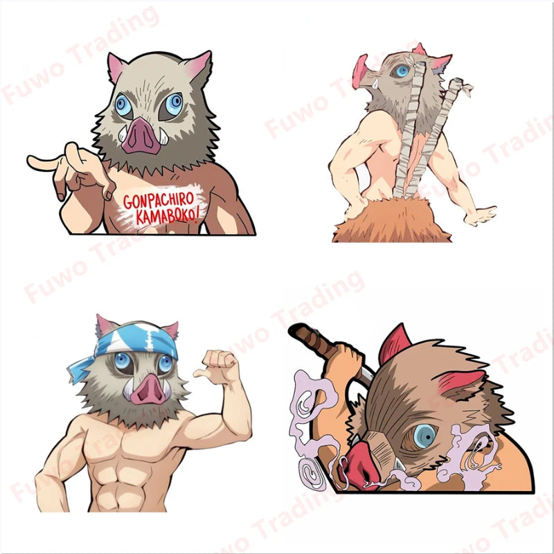 Demon Slayer Inosuke Boar Head Stickers – Unique Anime Car Accessories