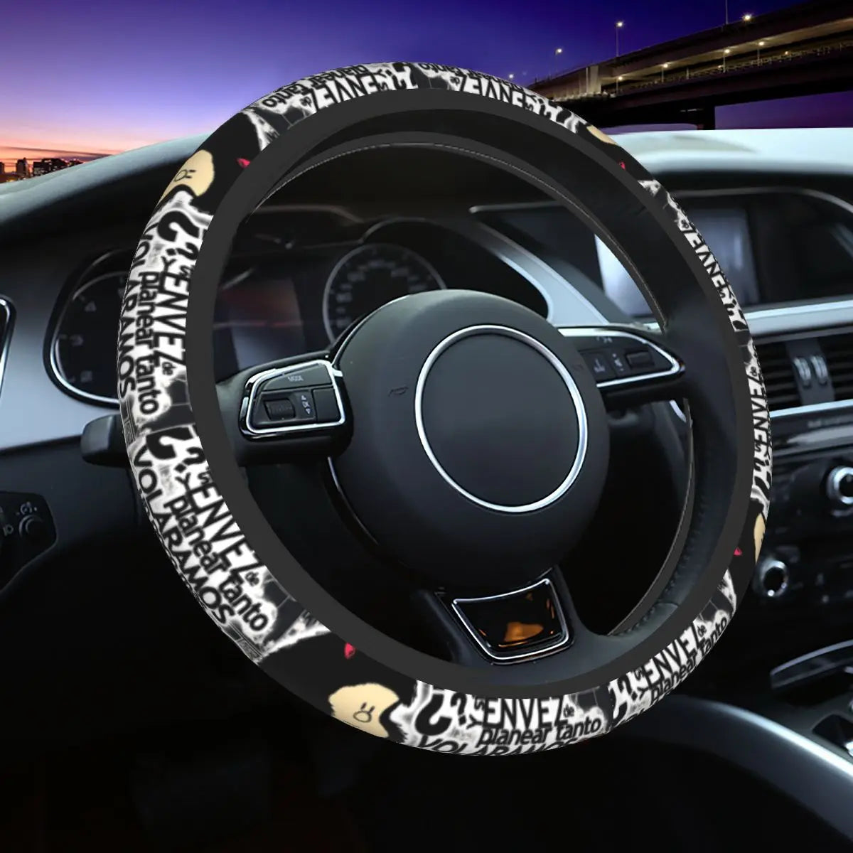 Mafalda Manga-Inspired Plaid Steering Wheel Cover