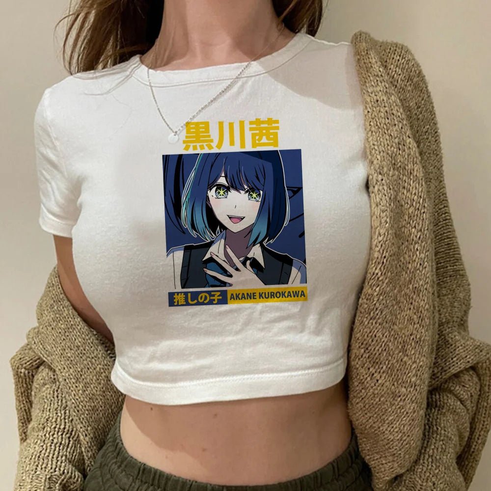 Bunny Idol Crop Top – Pastel Kawaii Anime Girl Tee (Oshi no Ko Inspired)