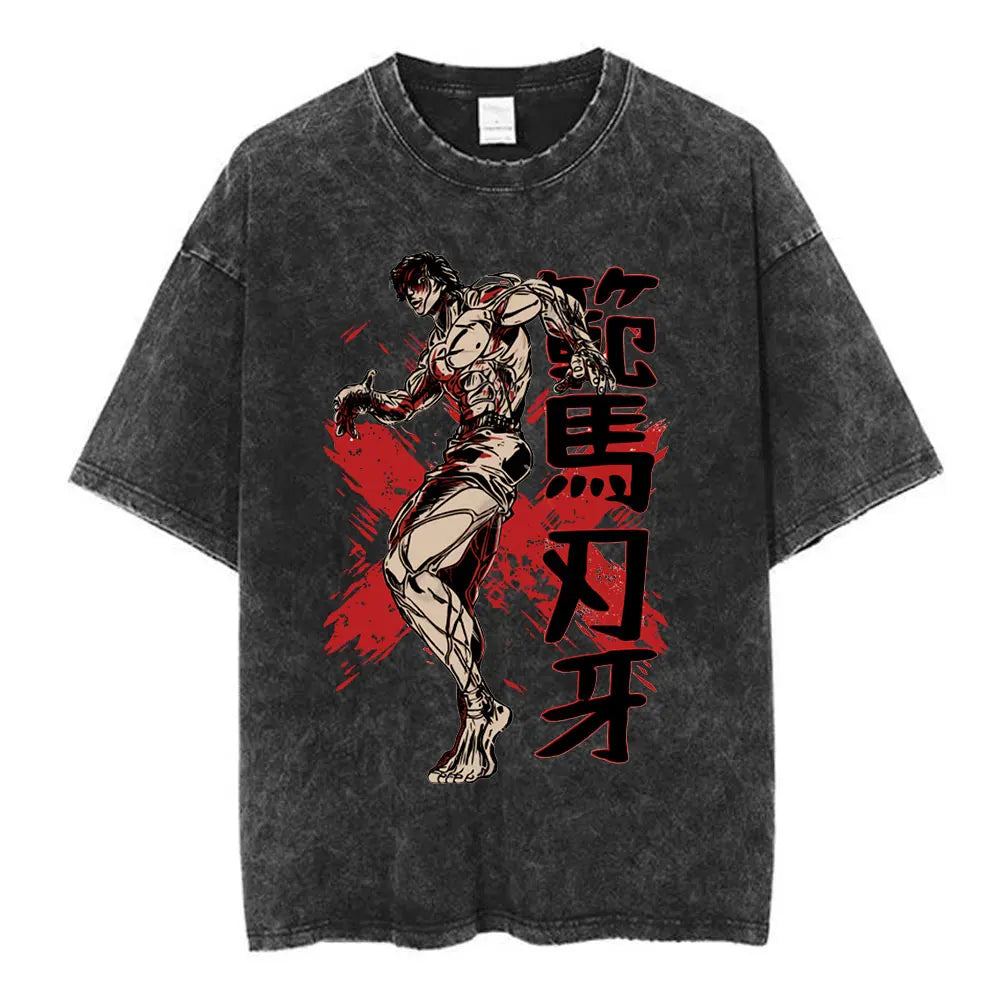 Vintage Washed T Shirt Baki The Grappler T-shirt