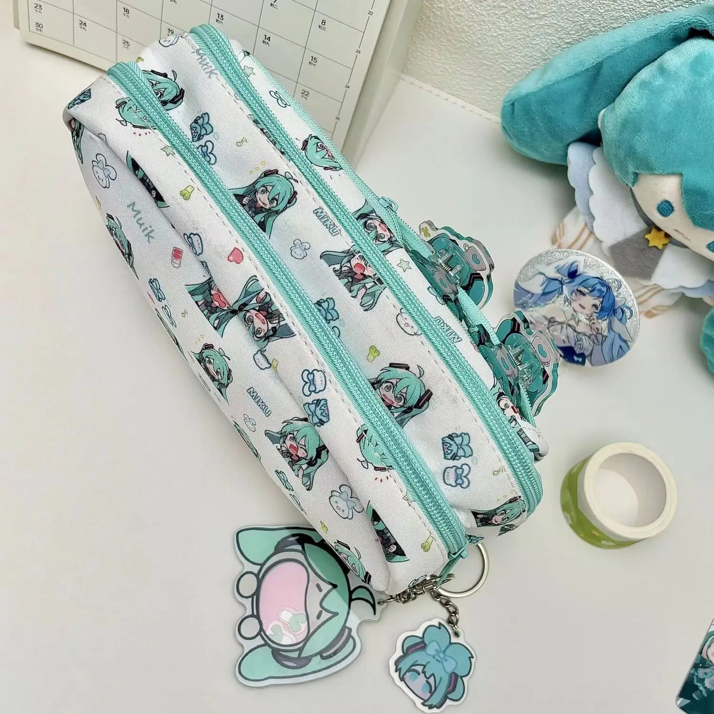 Hatsune Miku Multi-Pocket Anime Themed Pencil Case - Tokyowai