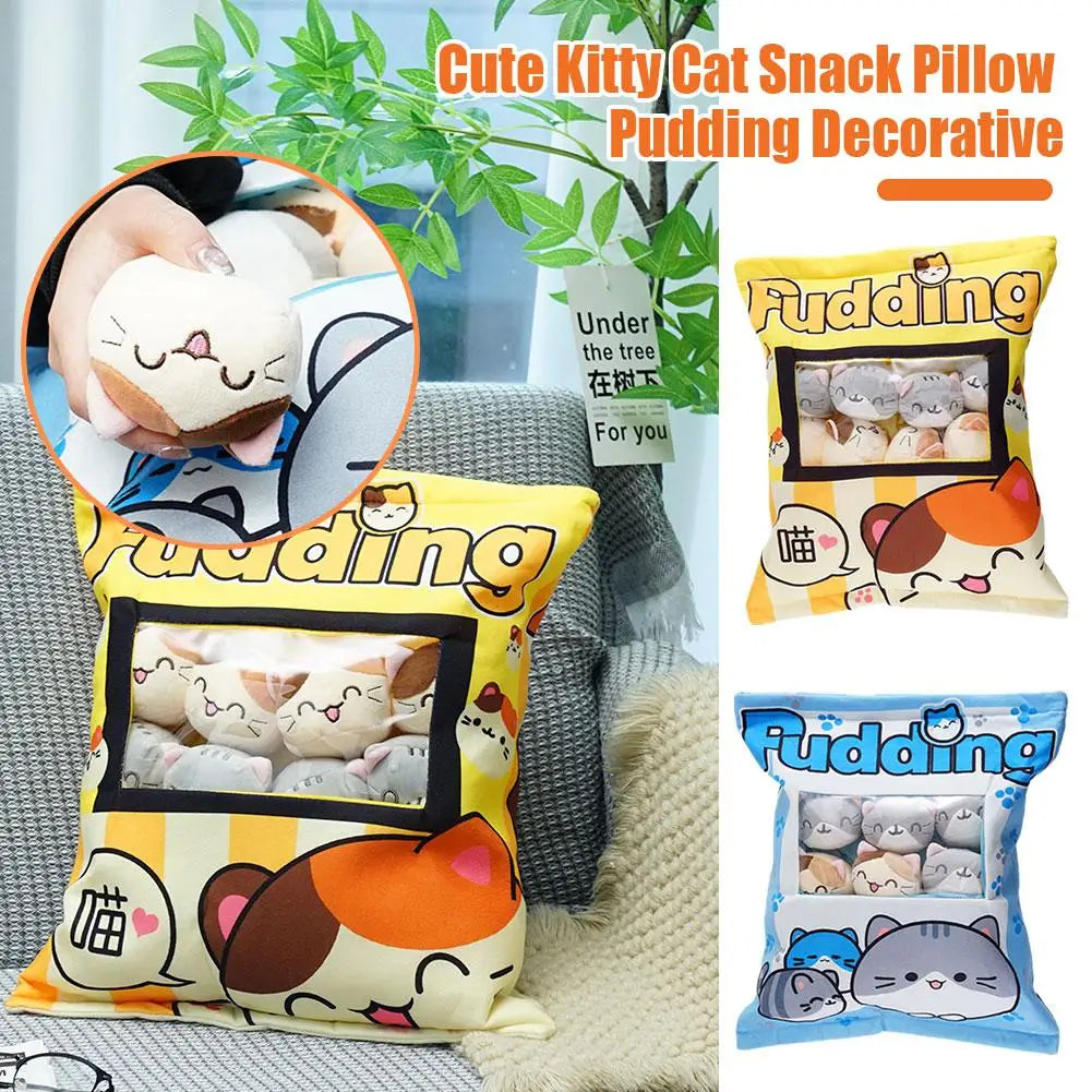 Pudding Plush Pillow Set with Cat Plushies - Tokyowai