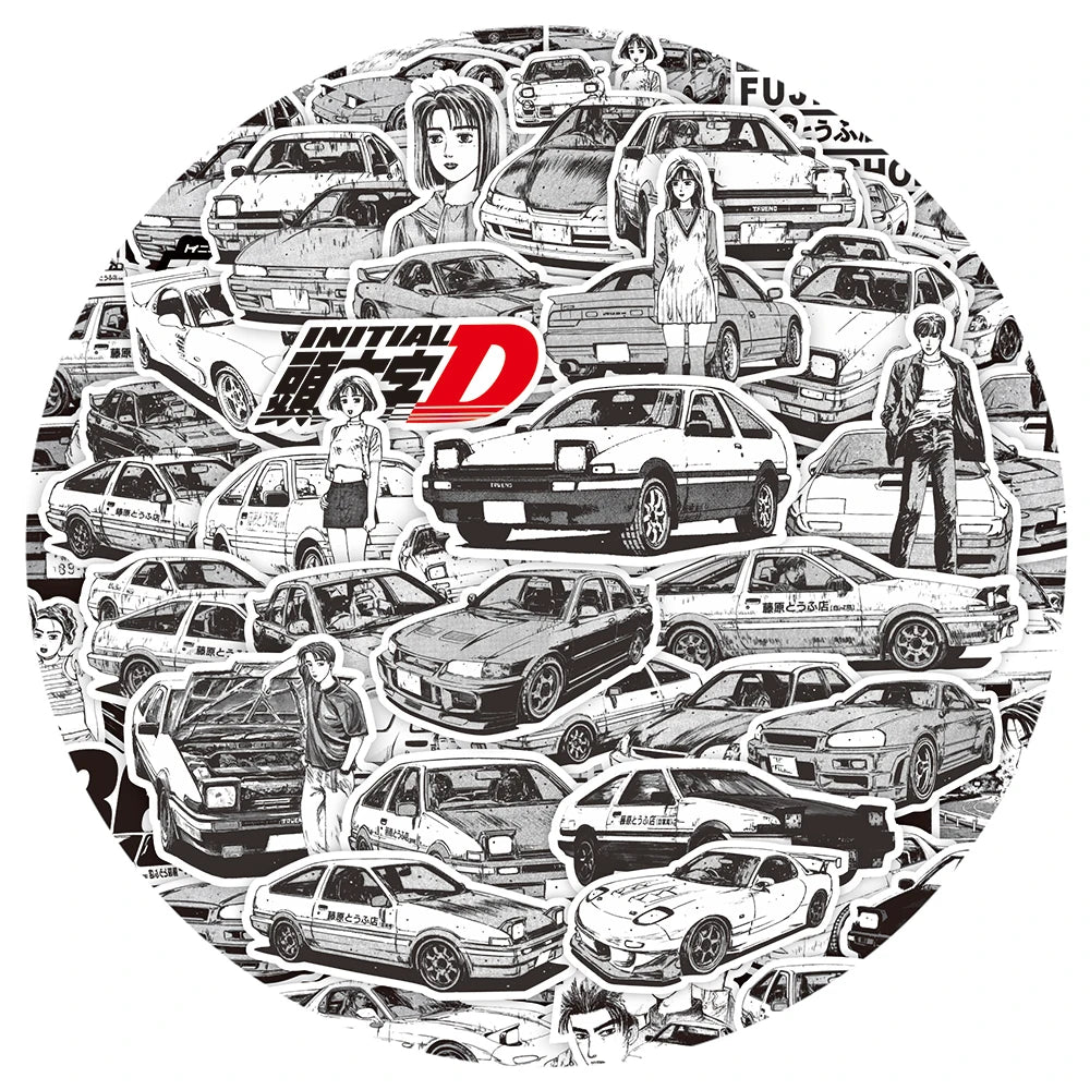 Initial D AE86 Manga-Style Car Stickers