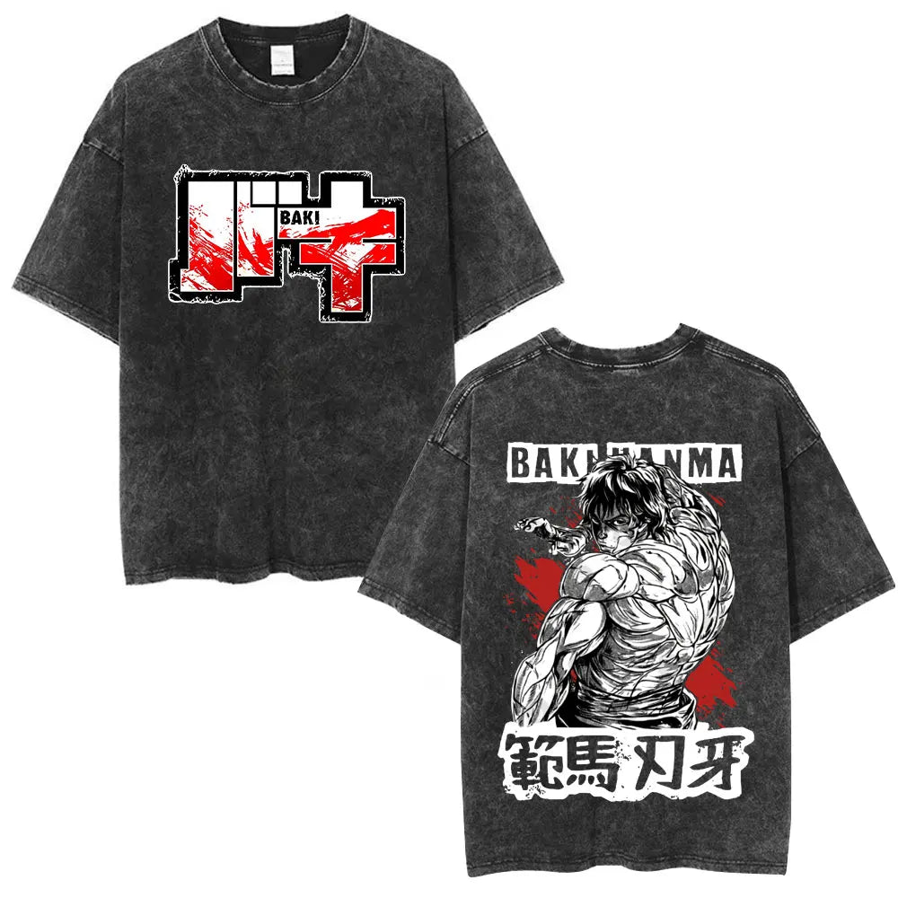 Vintage Washed T Shirt Baki The Grappler T-shirt