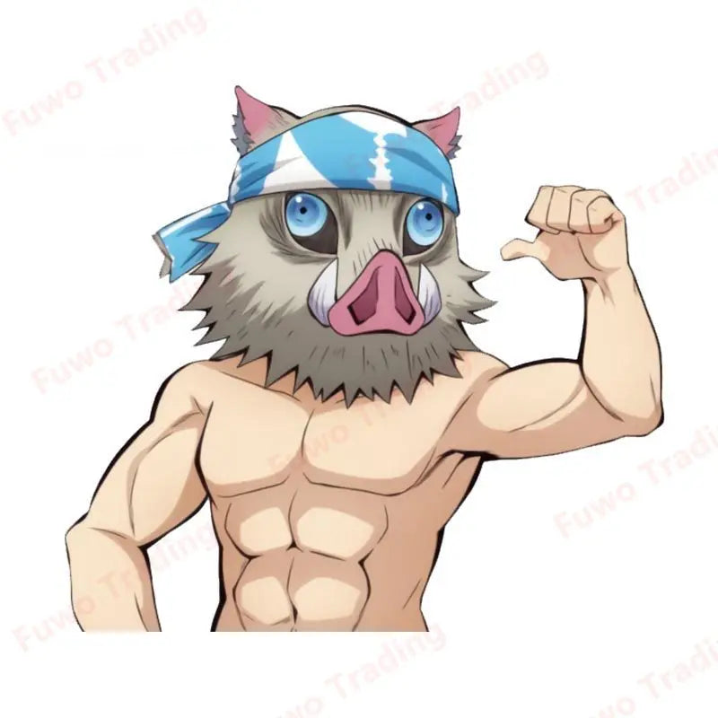 Demon Slayer Inosuke Boar Head Stickers – Unique Anime Car Accessories