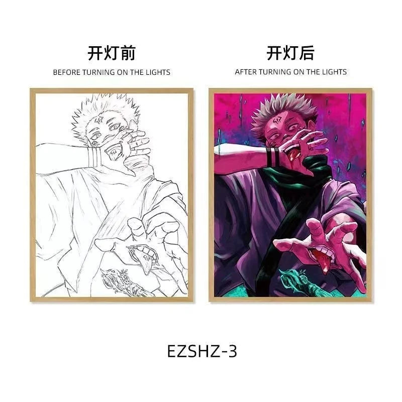 Jujutsu Kaisen LED Light Art Frame - Transforming Glow-in-the-Dark Art Piece - Tokyowai
