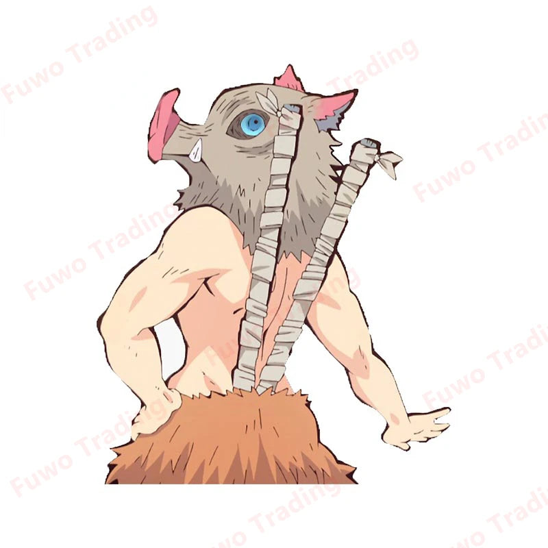 Demon Slayer Inosuke Boar Head Stickers – Unique Anime Car Accessories