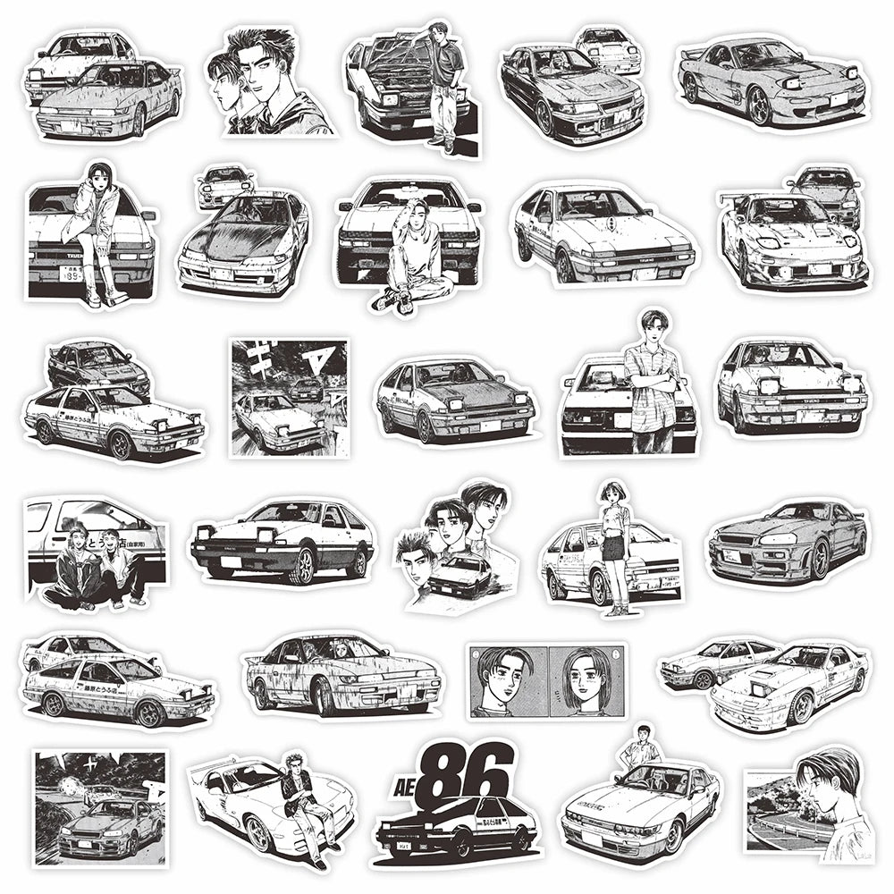 Initial D AE86 Manga-Style Car Stickers